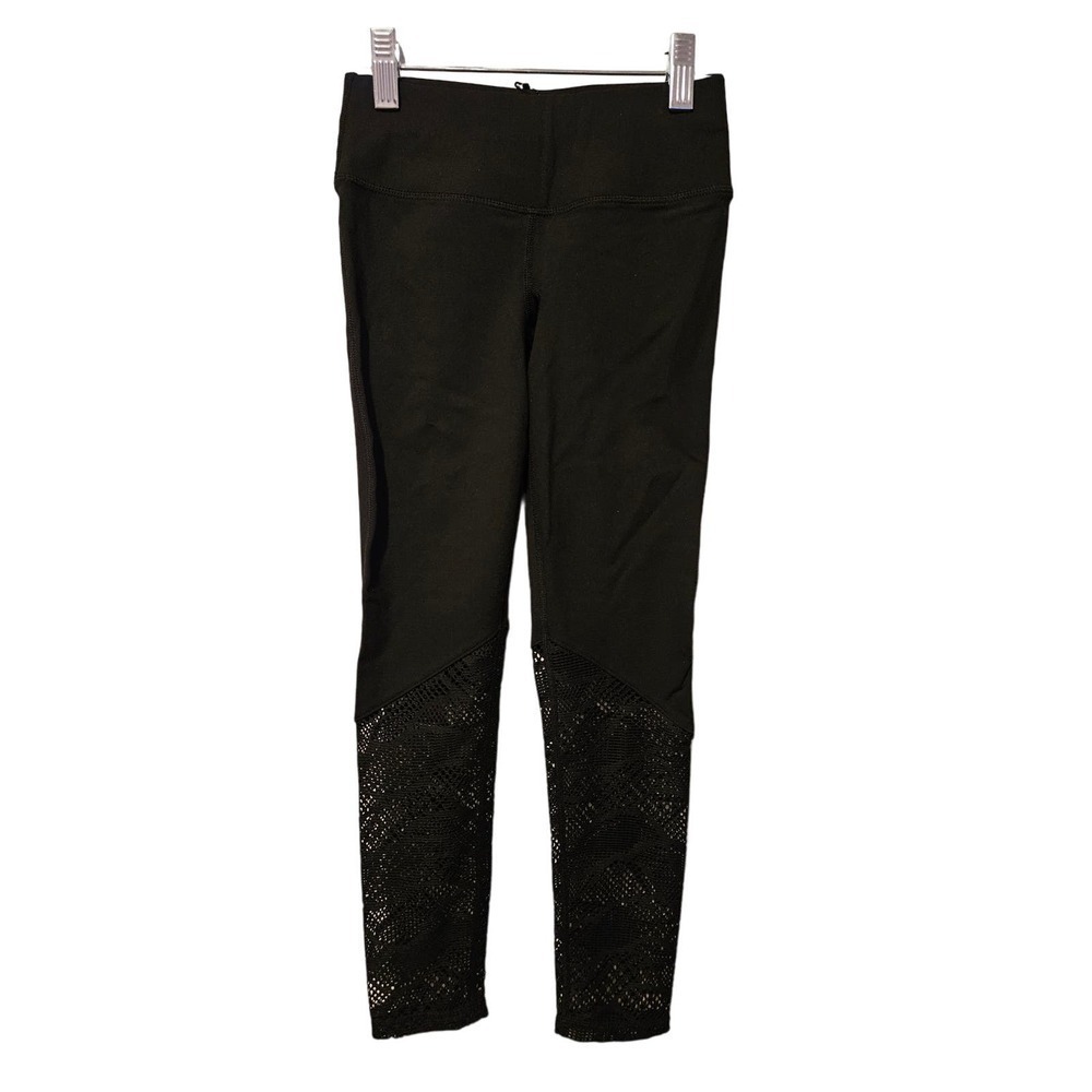 NWT Mira Rae full‎ length black leggings with lace detail size 8/9